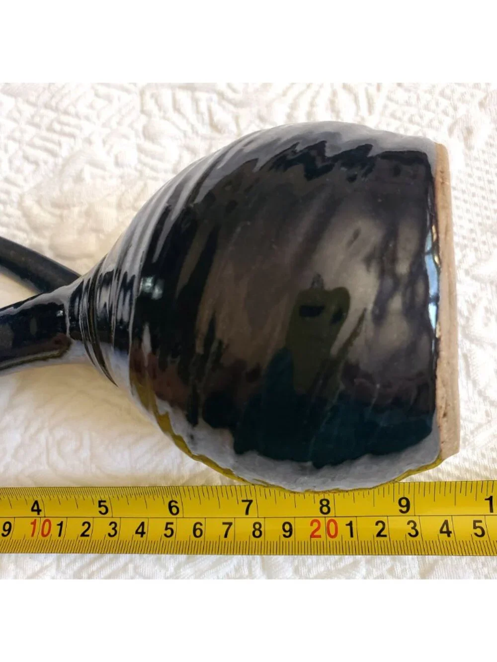 Vtg Dark midnight blue Pottery cruet Signed Mud Dabbers Handmade Stoneware Boho